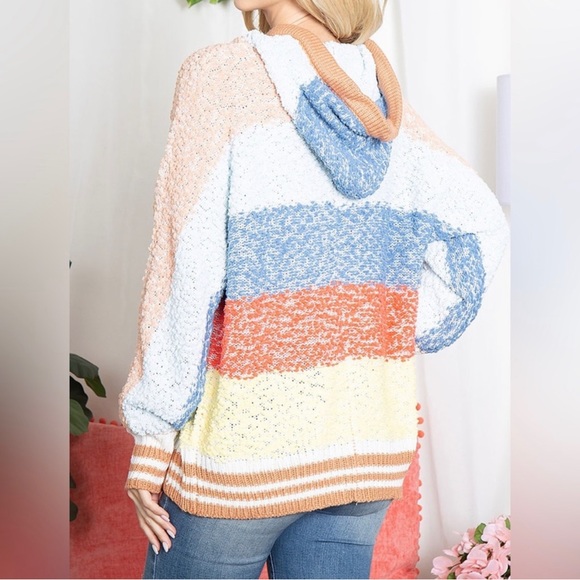 Color block hooded pullover sweater - Picture 3 of 4